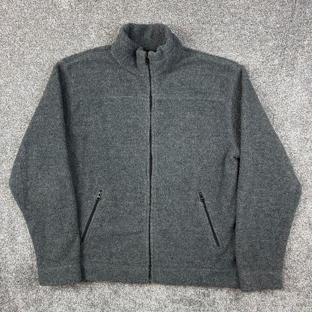 Vintage Y2K Gap Deep Pile Fleece Jacket Mens M Gray Full‎ Zip Lightweight Grunge